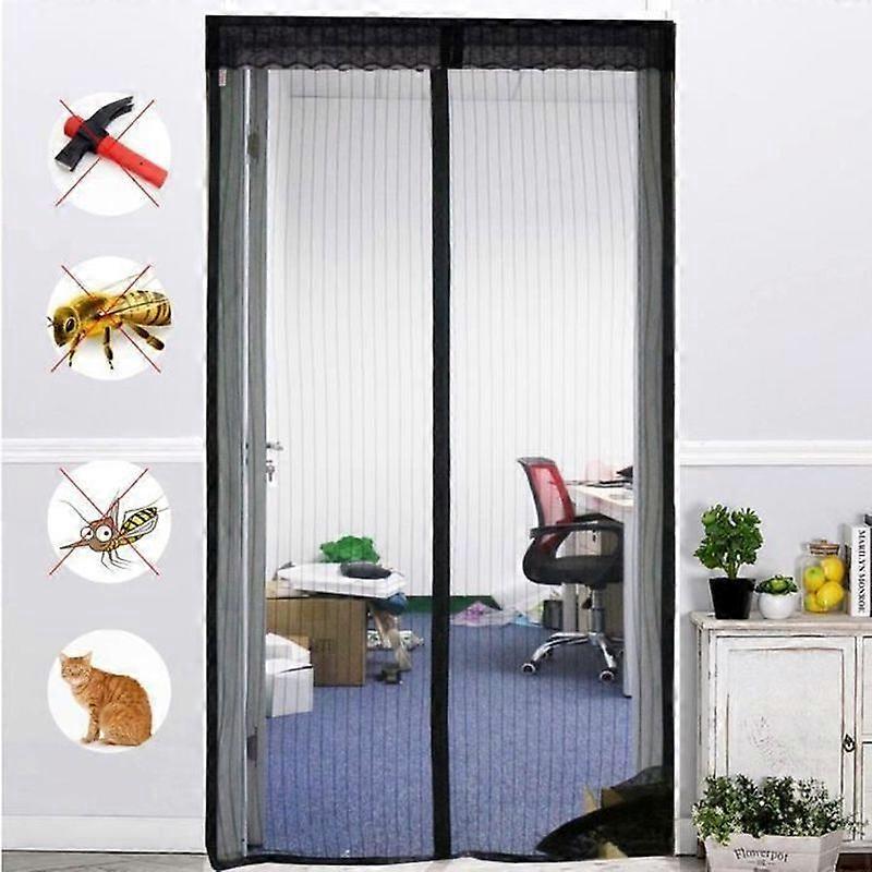 Magnetic Door Screen - YOUKUKE - 120x220cm - Self-gripping fixing - Fiberglass - Black