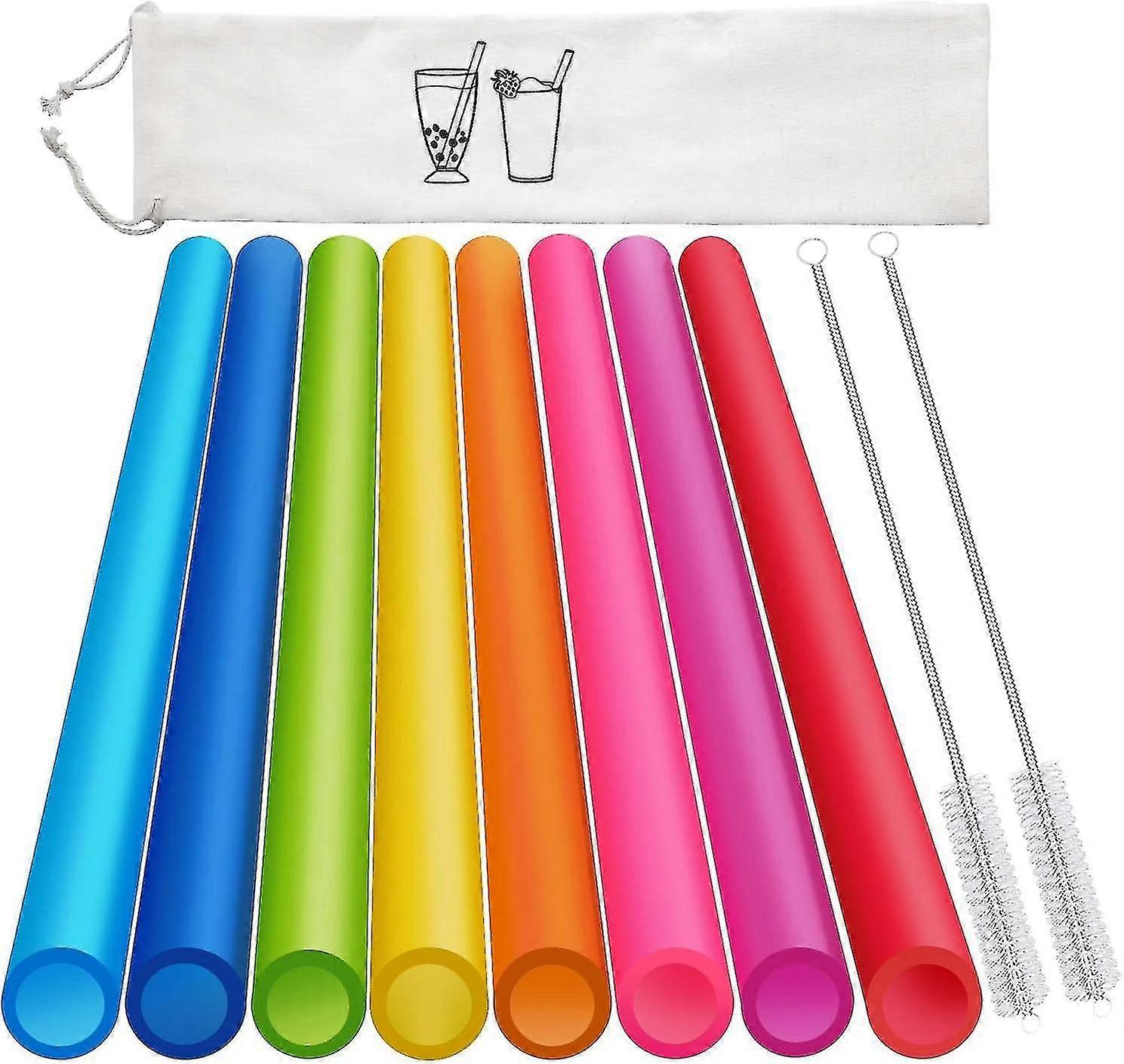 8 Pcs Extra Wide Reusable Boba Straws - Bpa-free, Multicolor, For Bubble Tea