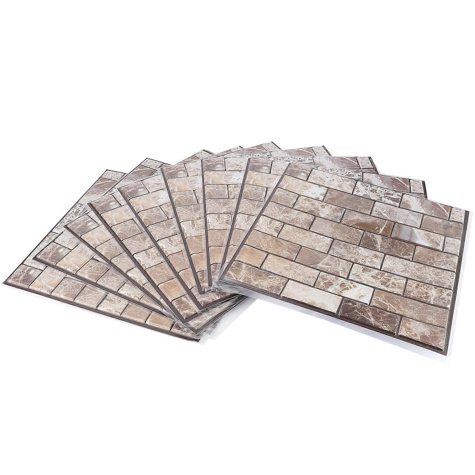 10Pcs 3D Wall Tile Sticker Self-Adhesive Brick Pattern Wallpaper Decals for Kitchen Bathroom