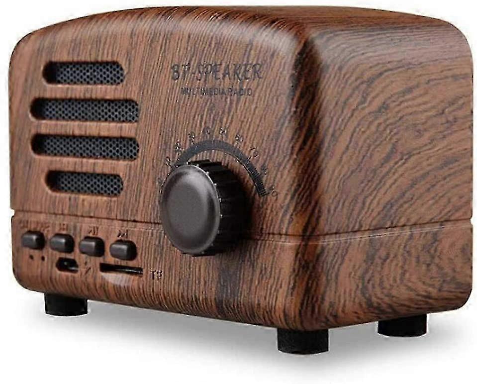 Mini Vintage Radio, Portable Retro AM FM Support Card Receiver, Stereo Shortwave Pocket USB Bluetooth Speaker with Rechargeable Battery