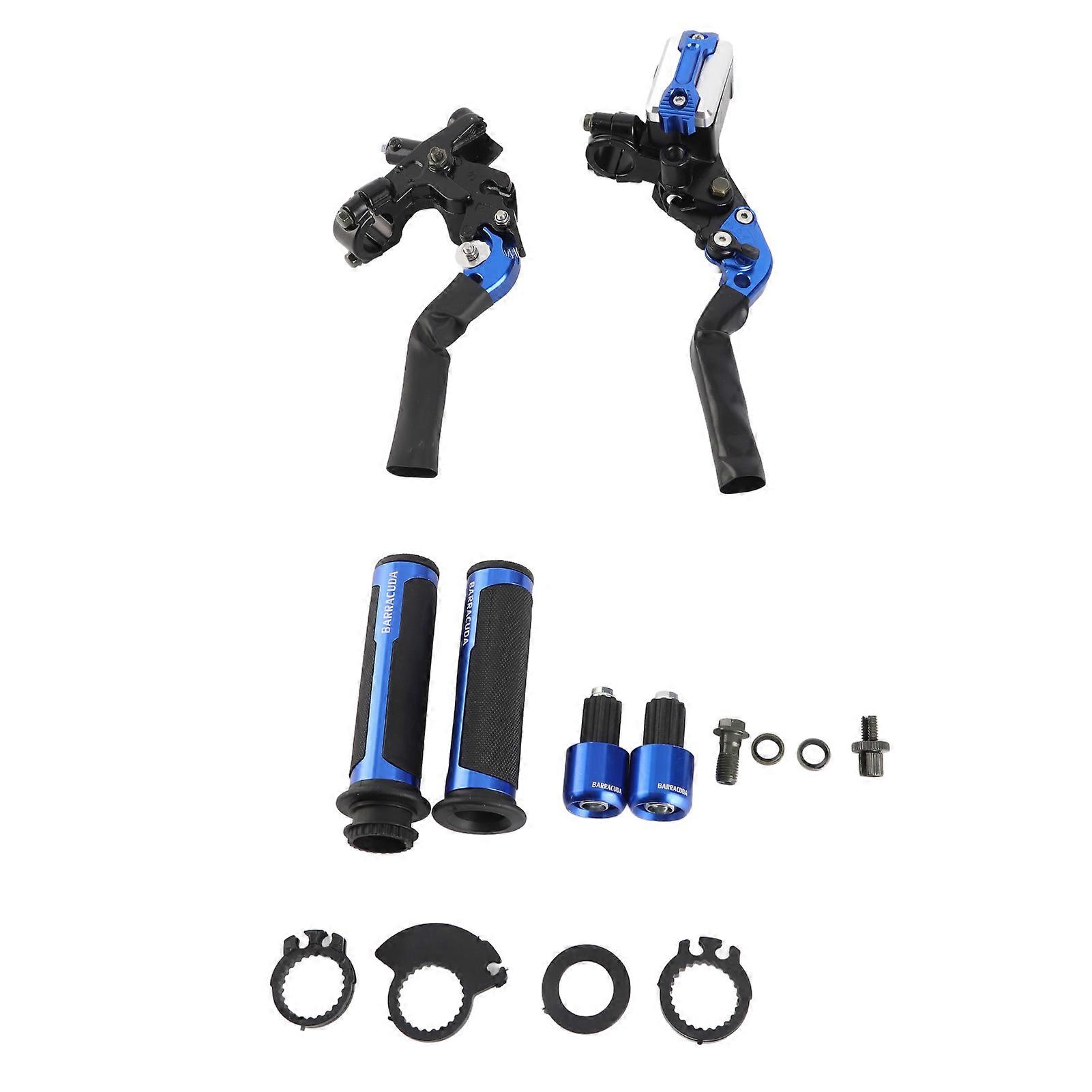 Motorcycle Modification Kit 7/8 Inch 22mm Brake Clutch Assembly CNC Handlebar End Combination Set Durable Aluminium Alloy Blue Easy Installation for U