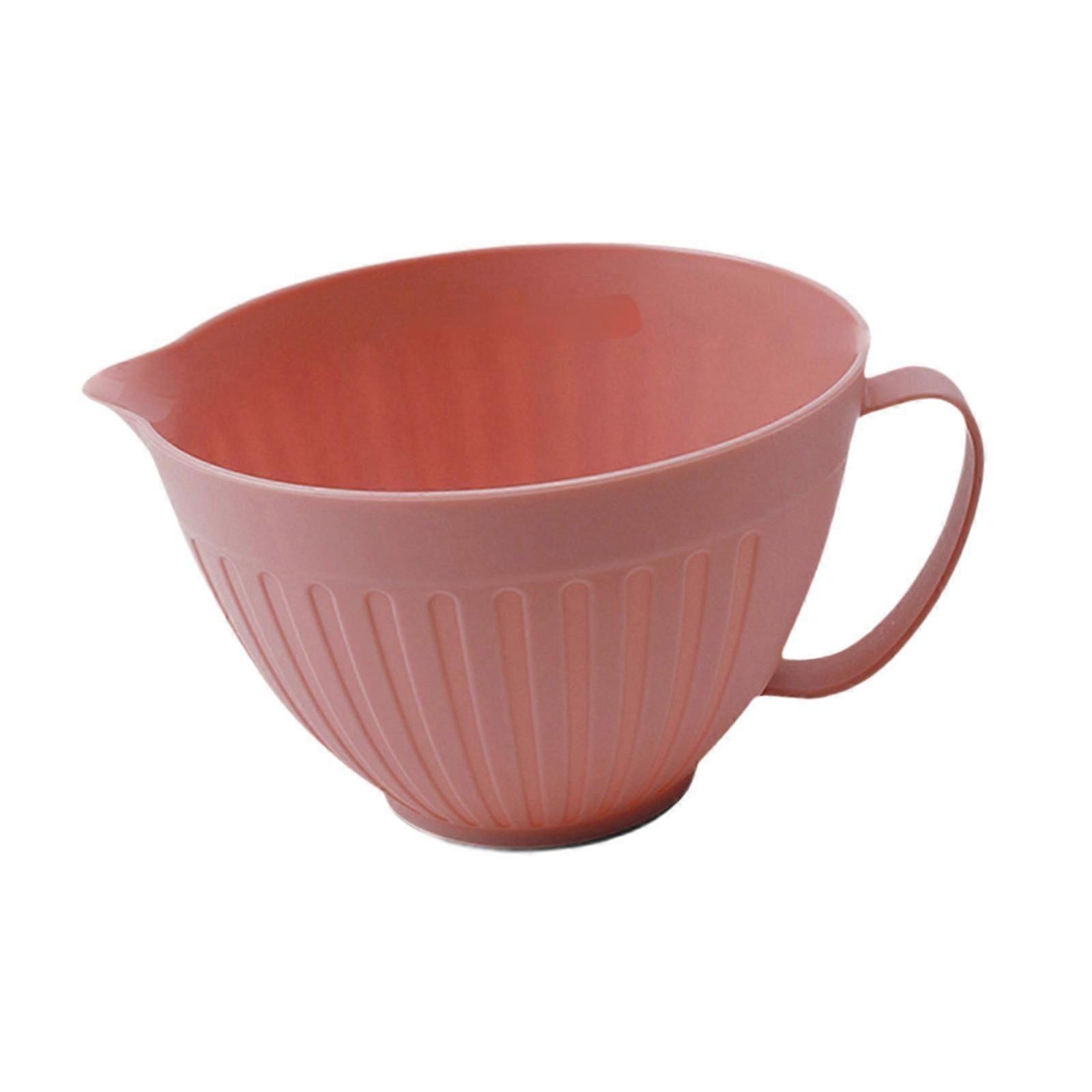 Mixing Bowl with Spout Multipurpose Serving Bowl for Dessert Kitchen Cooking Pink with fork