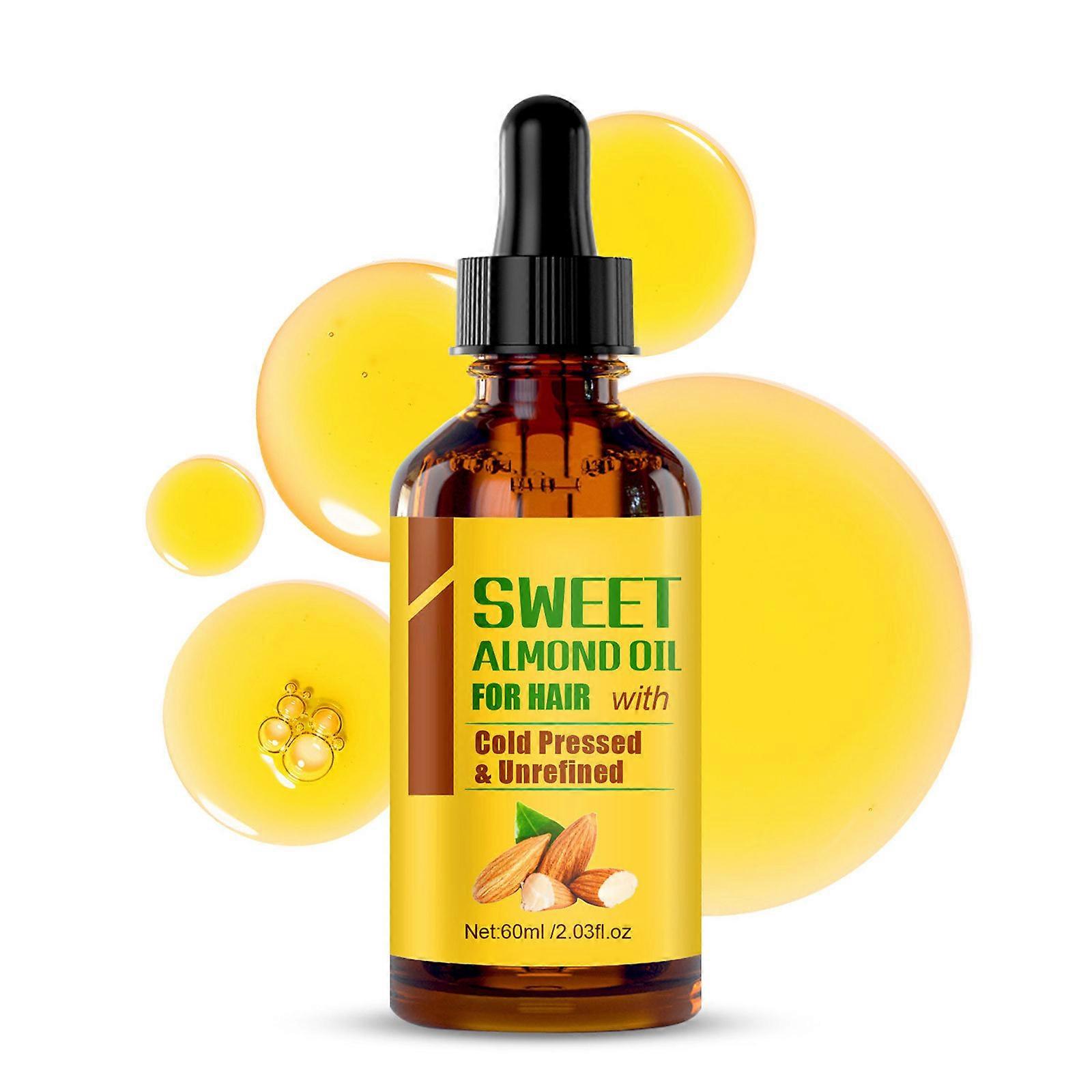 Sweet Almonds Oil For Hair With Cold Presseds And Unrefined Moisturizing Lightweight And Non Greasy Easily Absorbed For Dry And Damp Hair 60Ml