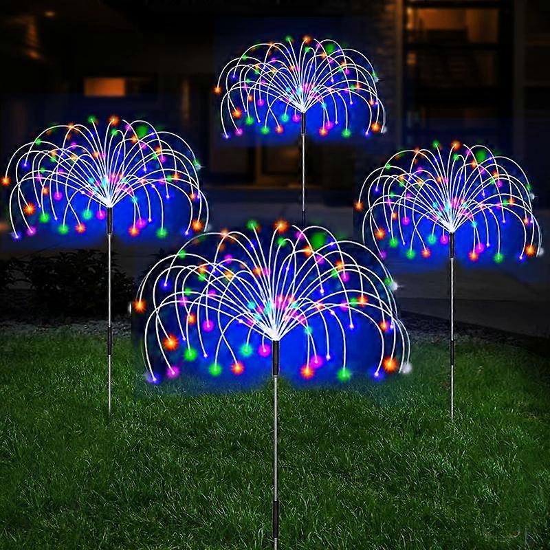 4PC Eight functions Solar LED Fireworks Fairy Lamp Outdoor Waterproof Garden Decoration Lawn Channel Solar Lamp