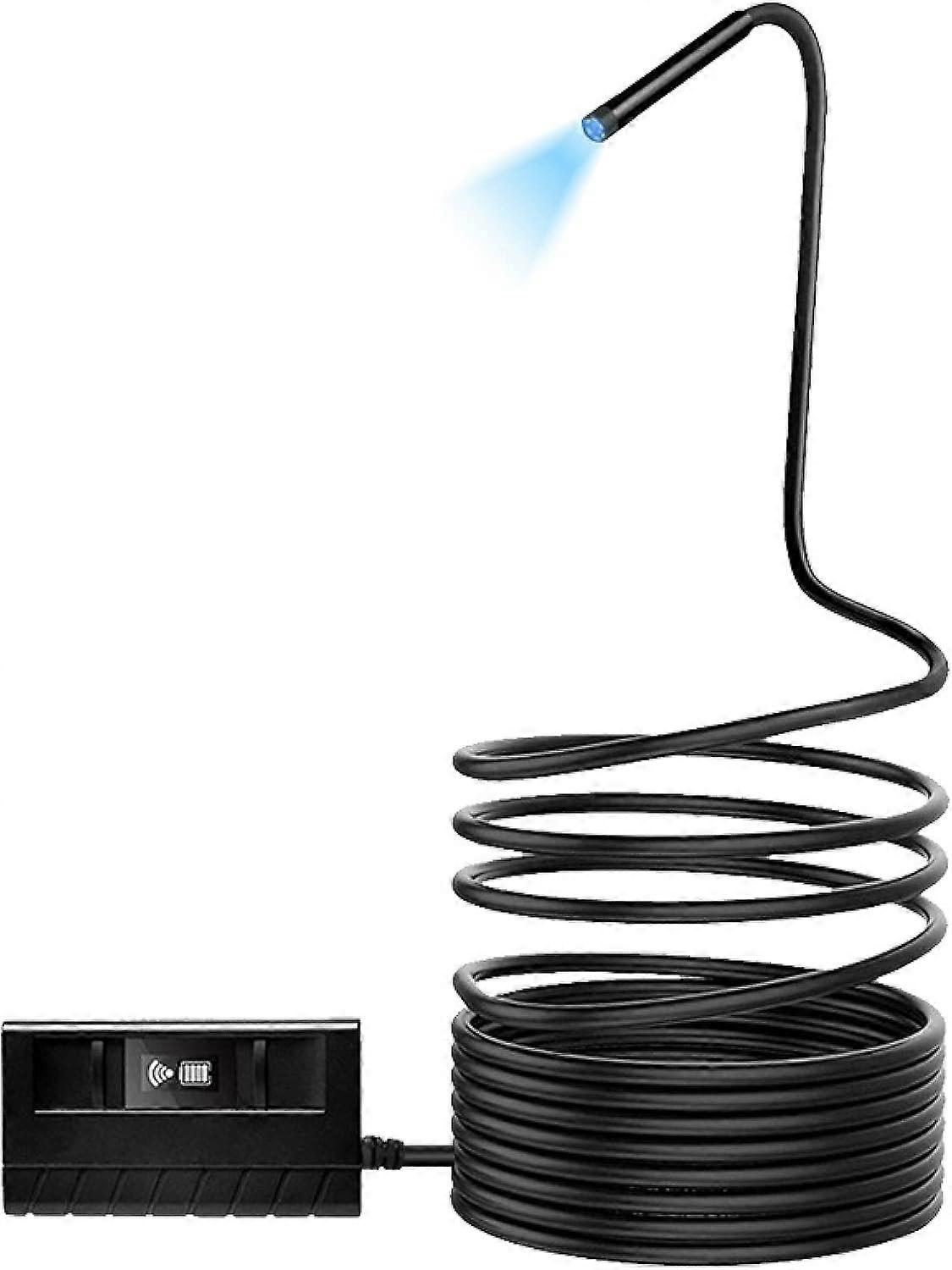 HD Resolution Inspection Tool, Bright Illumination Wireless Borescope with 5.5mm Ultra-Thin Probe, Adjustable LED Lights Semi-Rigid Design for