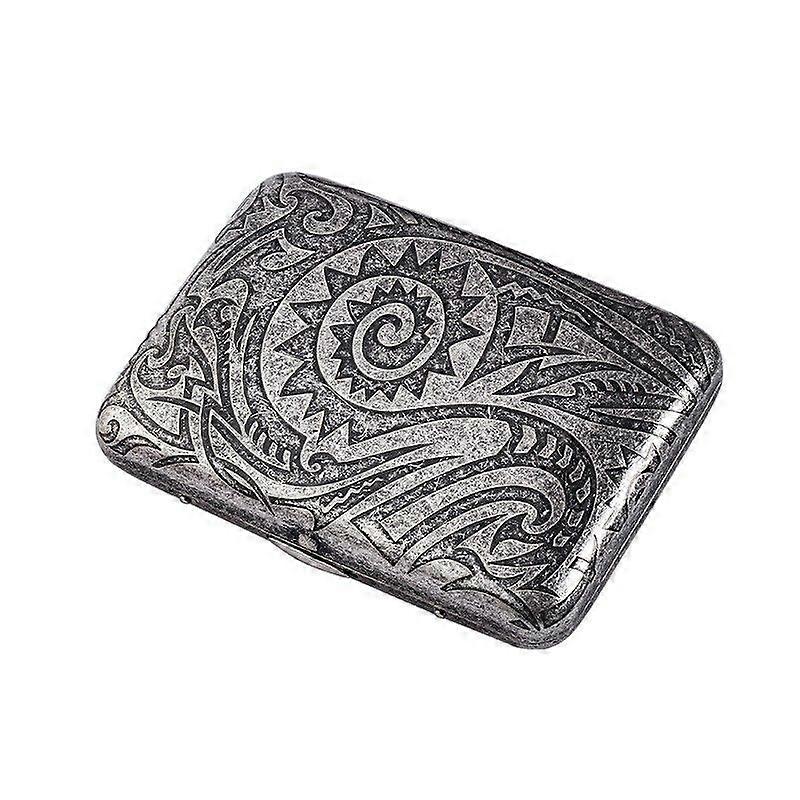 Suncha Branded Antique Silver Cigarette Case 16 Pcs Medium Thickness Cigarette Dual-Use Copper Storage Box Men's Light Luxury Medium Cigarette Case