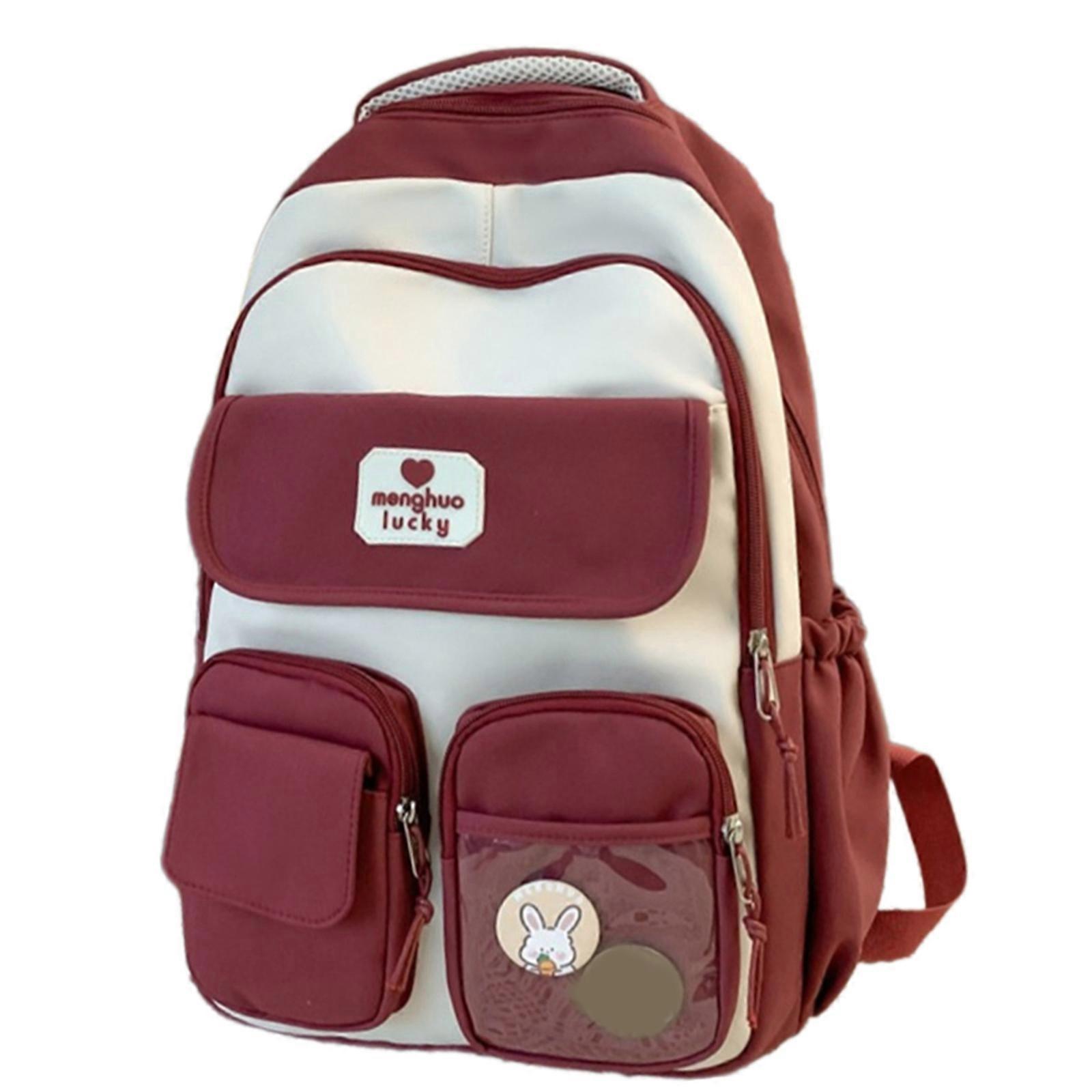 Stylish Laptop Backpack for School Travel Shopping with Adjustable Shoulder Strap Casual Rucksack Student Book Bag Red