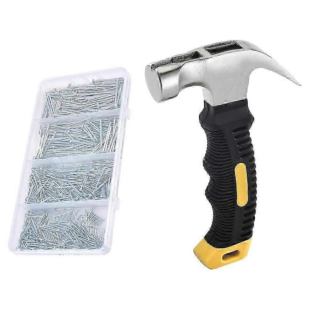 Nail Assortment Kit and 8oz Small Hammer, 650 Pcs Small Nails