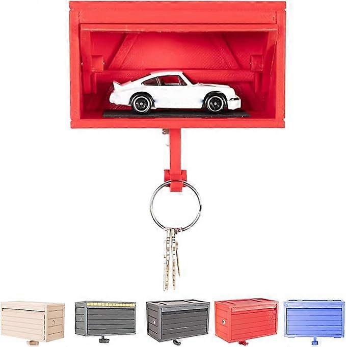 Retro Car Garage Key Holder with Auto Opening Door, Creative Adhesive Key Hook Home Storage Utility Wall Hooks