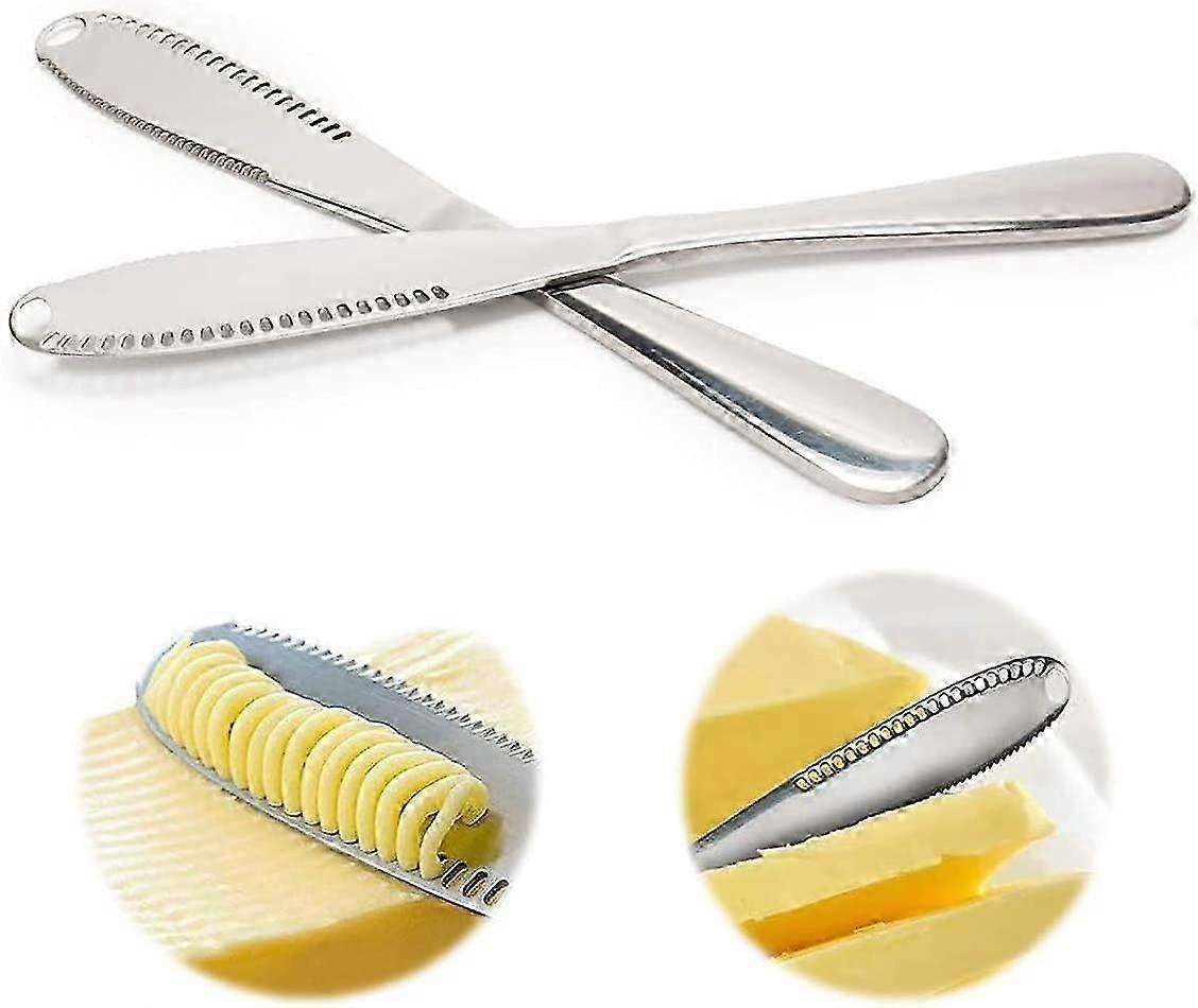 2pcs Buttermesser Edelstahl Sahnemesser Multifunktionale Käsereibe 3 in 1 (PrettyJ)