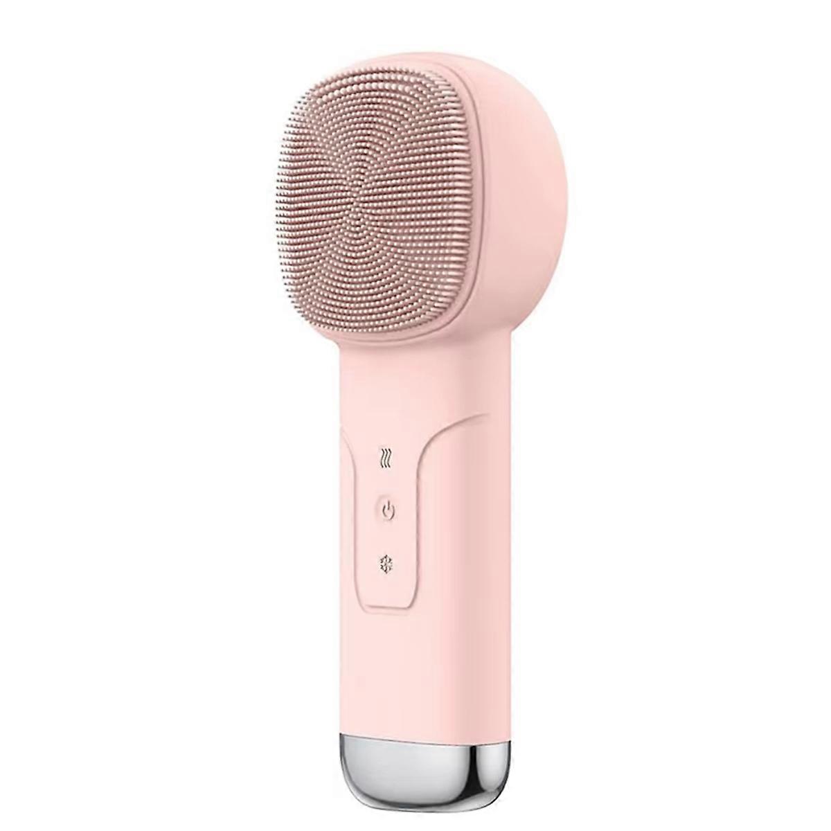 6-in-1 Cleansing Brush with Thermal Function, Skin Cooling Massager, Silicone Cleansing Device Pink