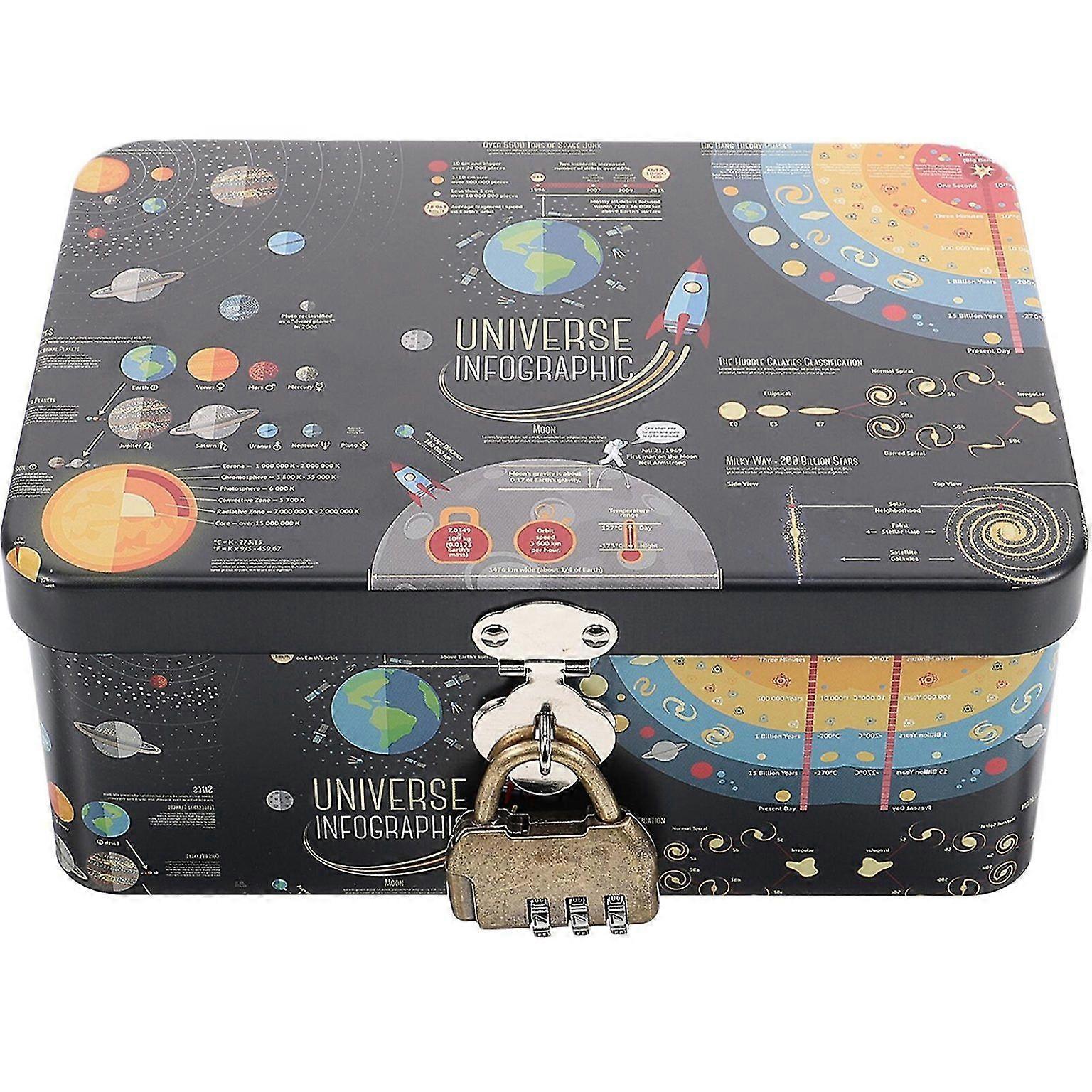 Durable Iron Storage Box with Coded Lock - Compact Desktop Organizer for Small Items, Gifts, and More