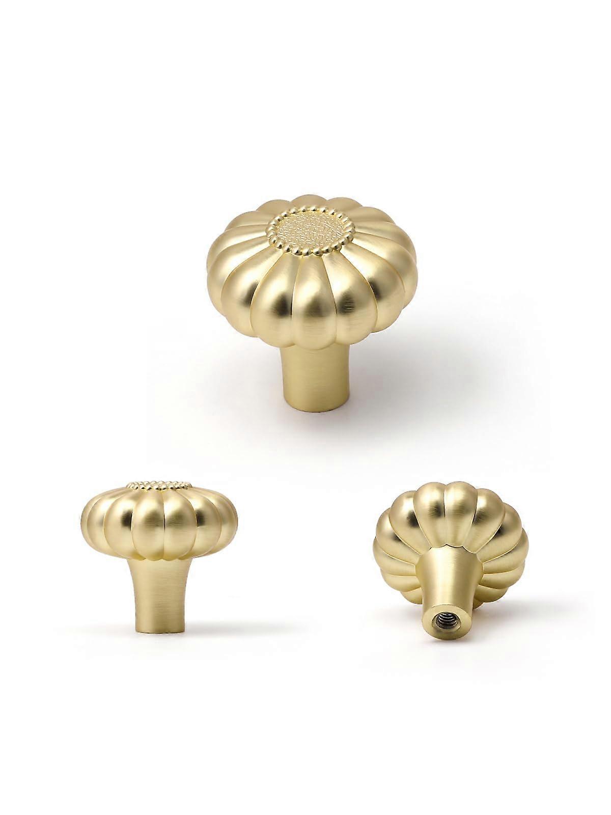 5Pack Gold Cabinet Knobs Round pulls Brass Kitchen Cupboard Bathroom Handles