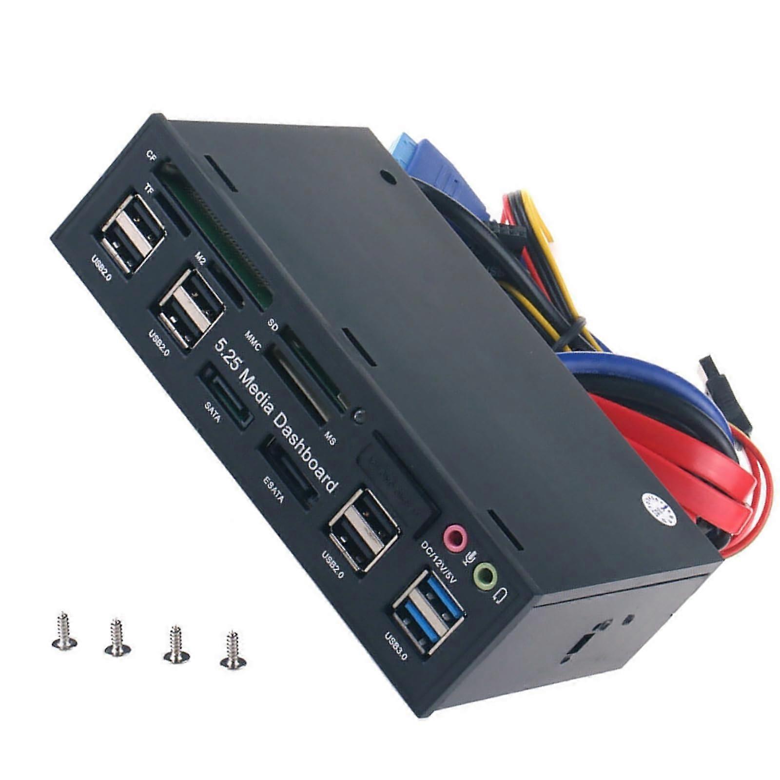 PC Multifunctional Dashboard Media Front Panel Audio, 5.25 inch nternal Card Reader PC Dashboard
