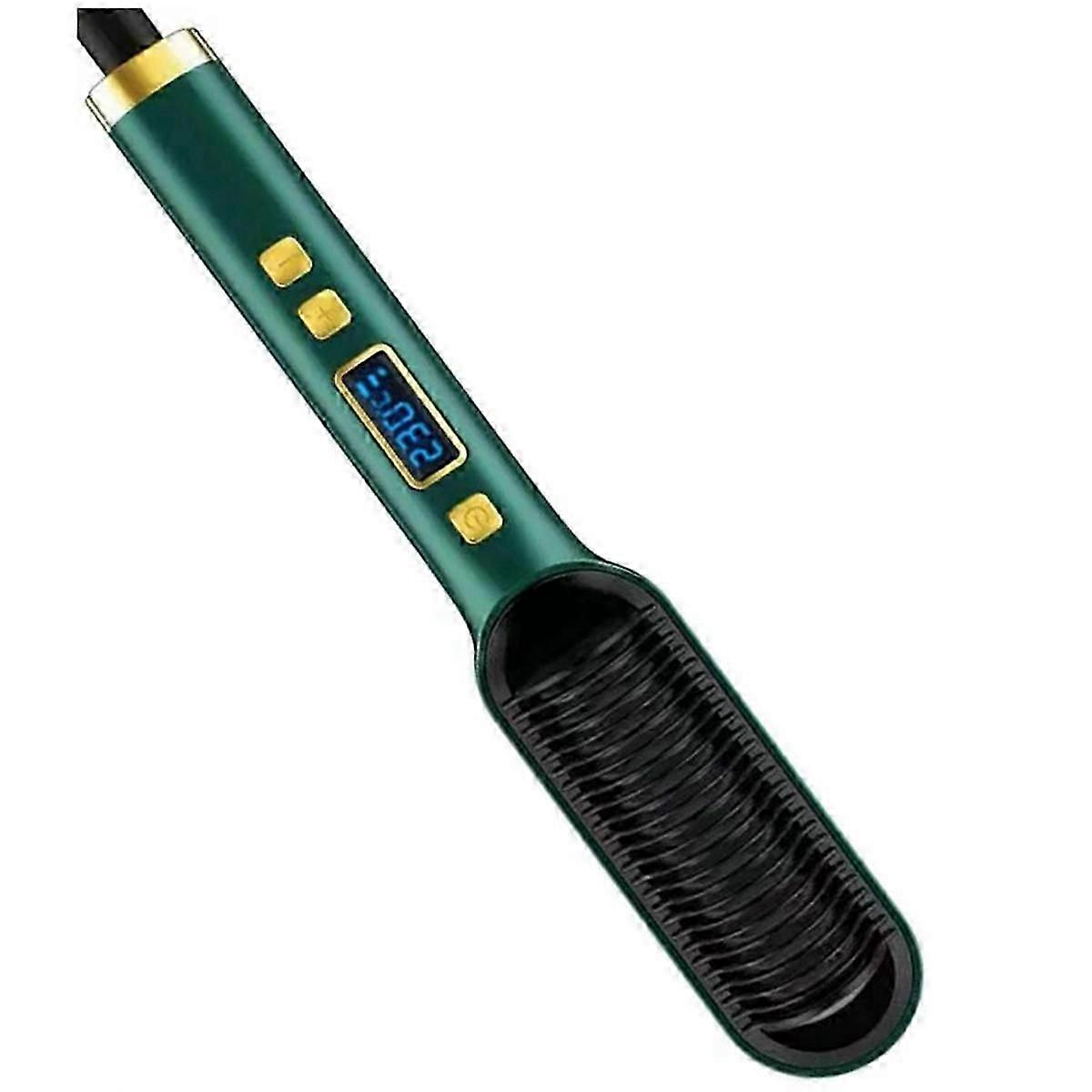 2 in 1 Electric Professional Hair Straightener Brush Curling Comb with LCD Display Hair Curling Tool US Plug