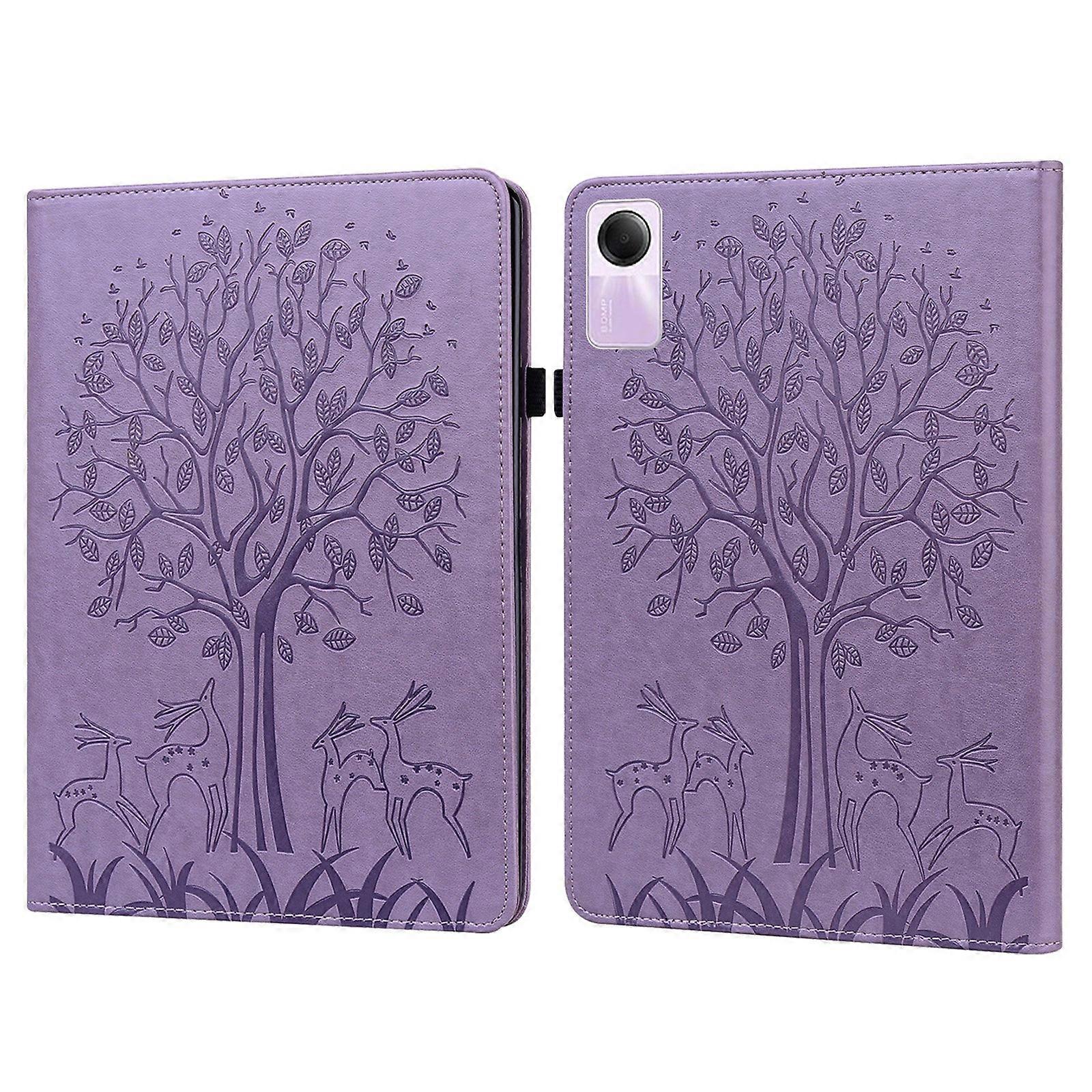 Tree & Deer Tablet-Hülle aus geprägtem Leder
