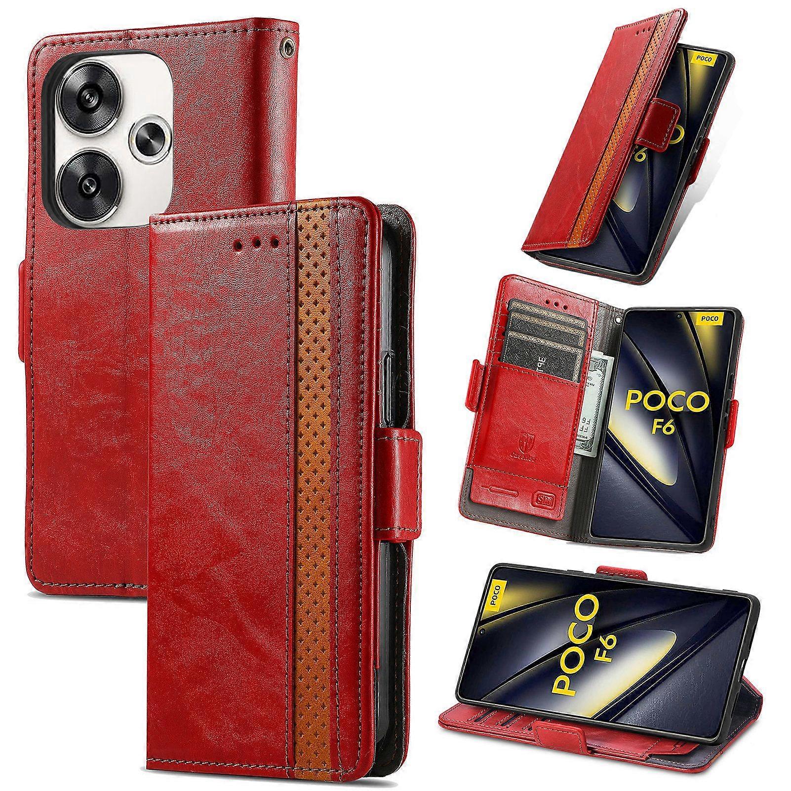 Compatible With Xiaomi Poco F6 5G Wallet Case, PU Leather Flip Case with Card Holders RFID Blocking Kickstand Phone Cover