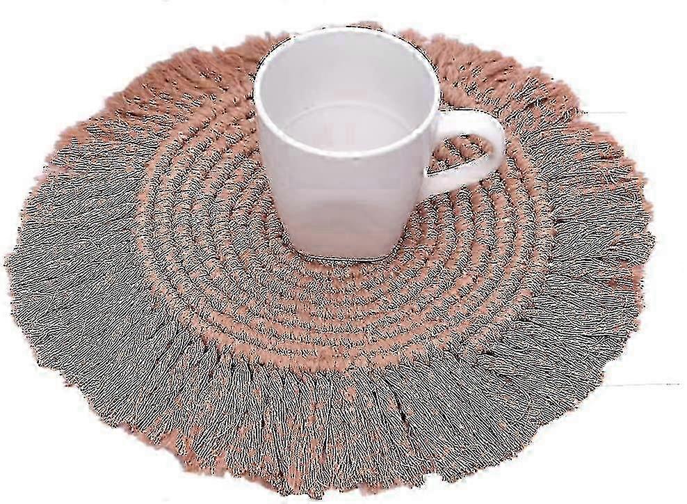 Bohemian Coaster Placemats Hand-woven Round Table Runner Brown