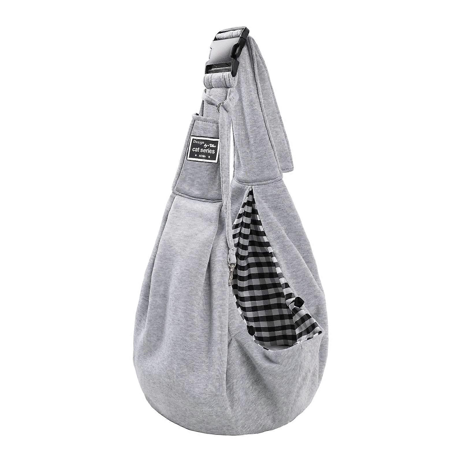 Dog Sling Carrier Bag for Small Pets, Adjustable Crossbody Tote with Reversible Belts, Suitable for Cats and Puppies up to 12 lb, Buckle Grey