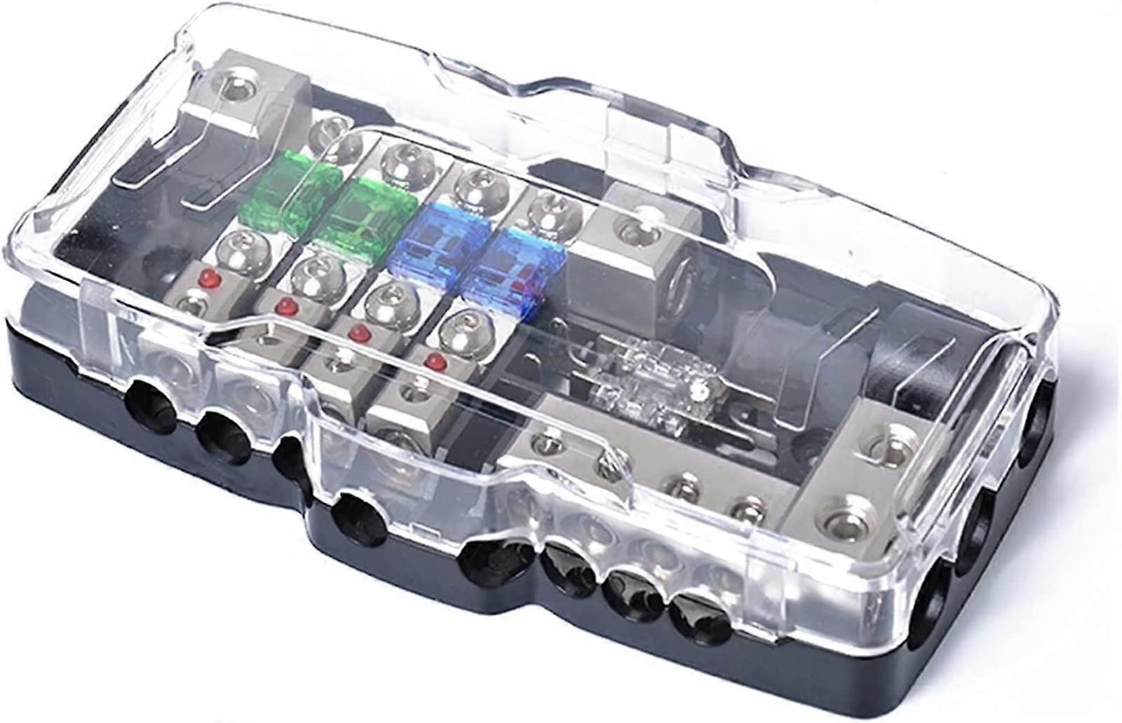 Protective Components Mini Fuse Holder 2 In 4 Out Power Distribution Block 4 Way Fuse Box with LED for Car Audio Accessories