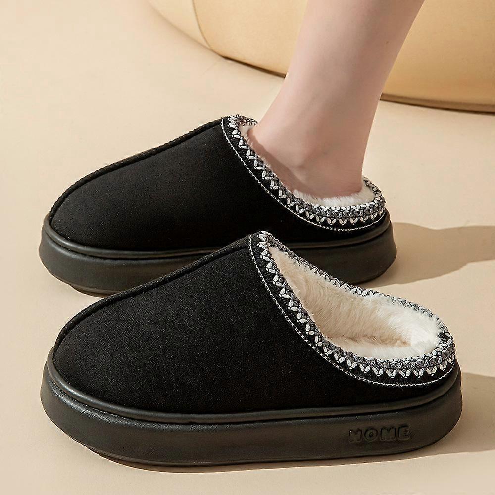 New Warm Fur Ankle Boots Women Flats Platform Slippers Plush Flip Flops Winter Cotton Shoes for Women Brand Design Snow Botas