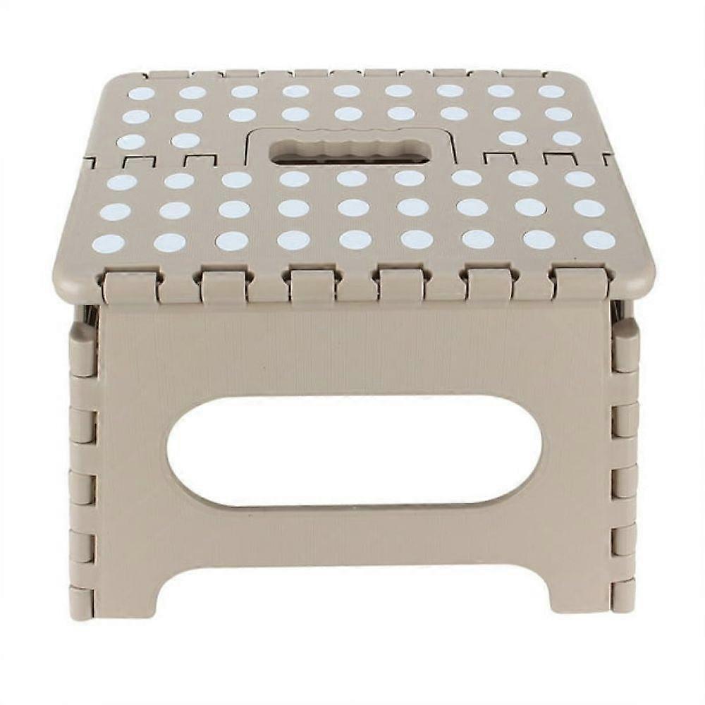Thick Plastic Folding Stool Small Chair Advanced Portable Bench 29*22*22cm(Khaki Gray)