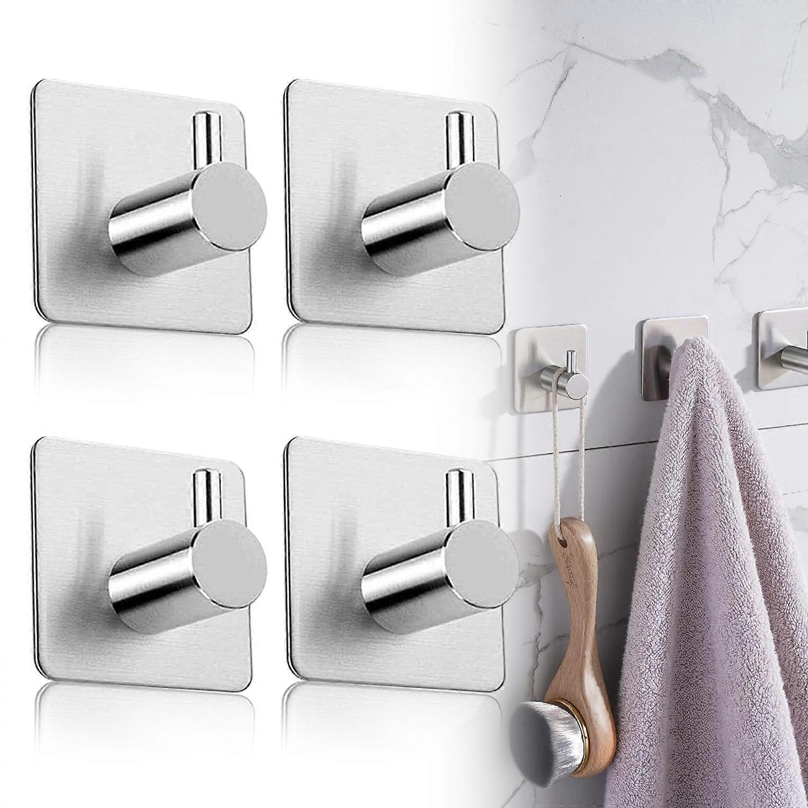 4pcs Square Stainless Steel Hooks - Thickened Cylinder Hooks