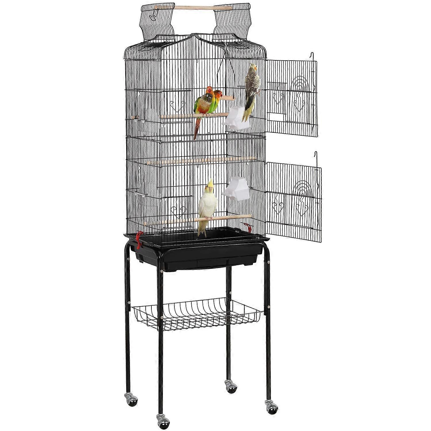 Open Play Top Large Parakeet Small Parrot Bird Cage with Stand for Budgies Finches Canaries Lovebirds