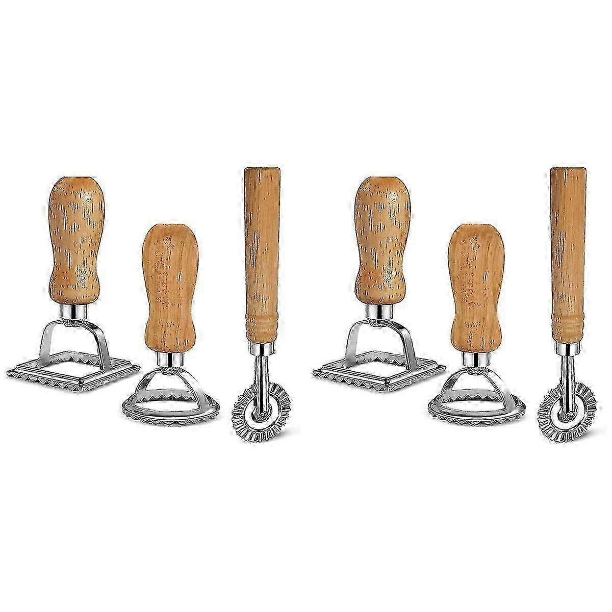 6pcs Ravioli Cutter Set with Wooden Handle