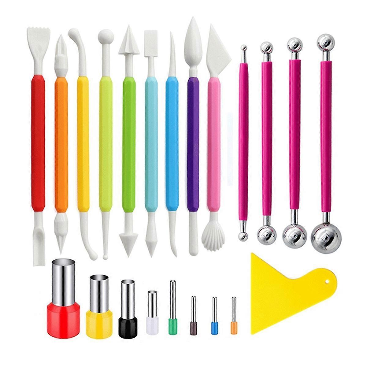 Pottery Tools Set of 22 Clay Sculpture Carving Knives, Mud Scraping Blades, Round Punches.
