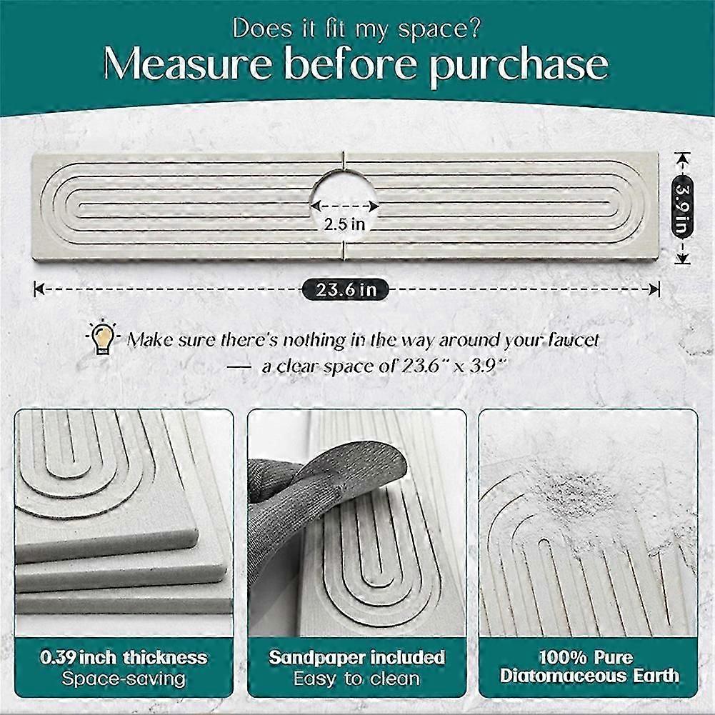 Instant Drying Stone for Kitchen Sink, Stone Drying Trays for Bathroom Sink