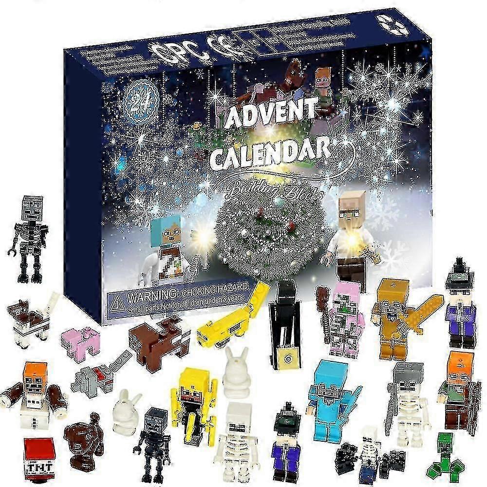 クリスマス2023アドベントカレンダーMinecraftフィギュアおもちゃのビルディングブロック24日間のカウントダウンサプライズボックスキッズファンギフト