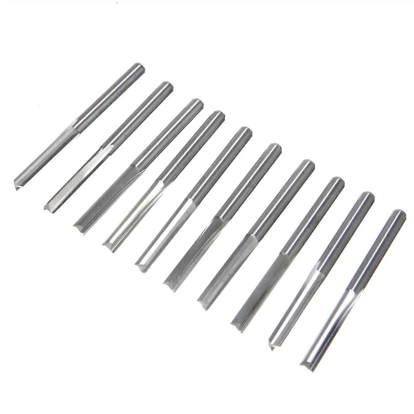 Square Nose End Mill 10pcs 2 Flute Tungsten Steel Router Bits 3.175mm Shank Diameter for Wood MDF Milling
