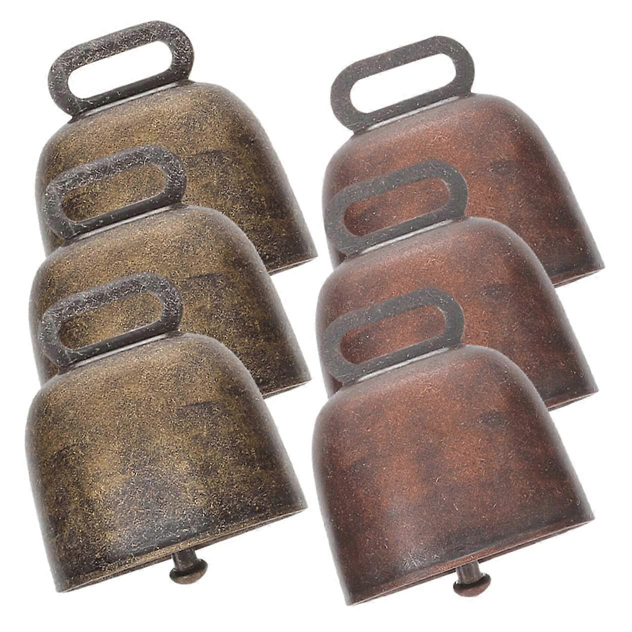 Cow and Sheep Bells Set of 6 Metal Cowbells for Animal Farming Pet Safety Durable DIY Jewelry Crafting