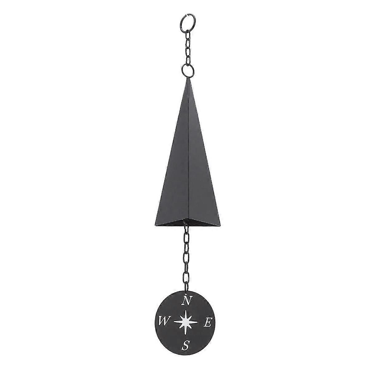 Retro Design Iron Triangle Wind Chime With Compass, Wind Chime Decoration