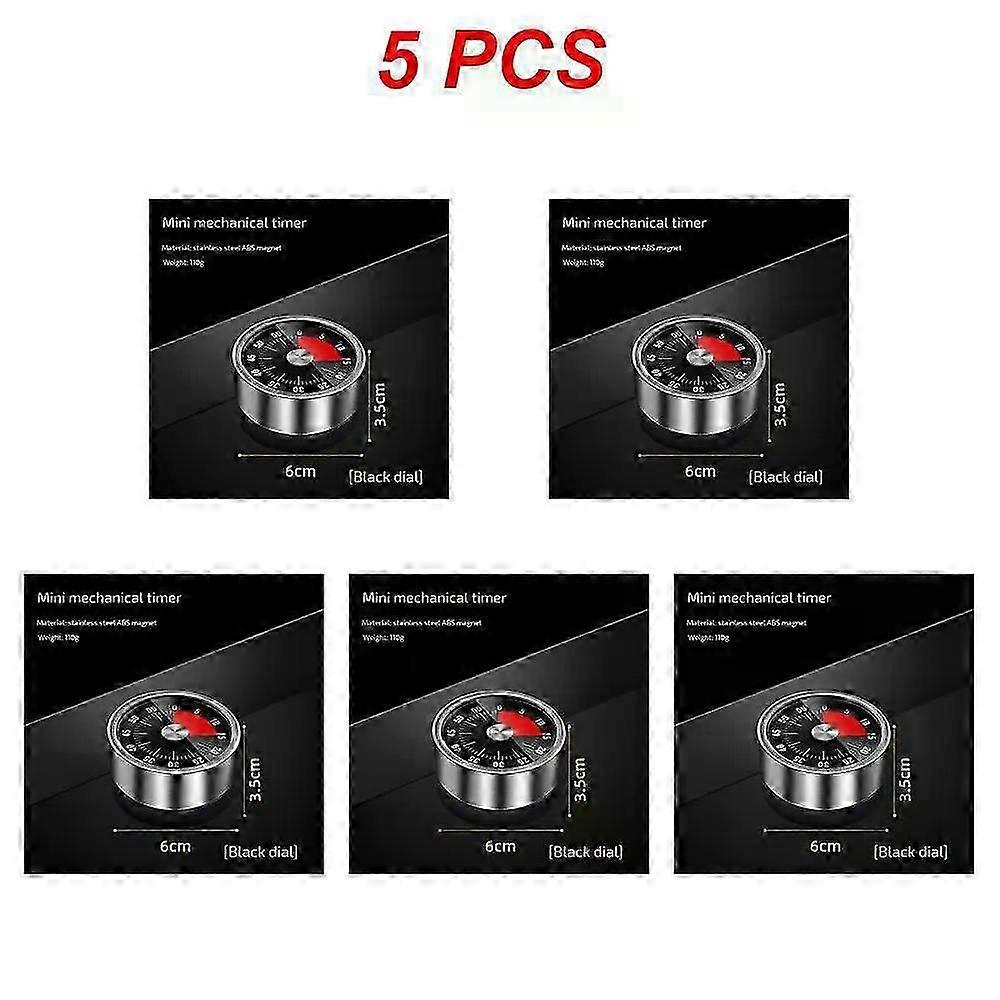 1/3/5PCS White Clock Timer Magnetic Backing Eye-catching Dial Timer Stainless Steel Visual Timer Stainless Steel Timer Durable