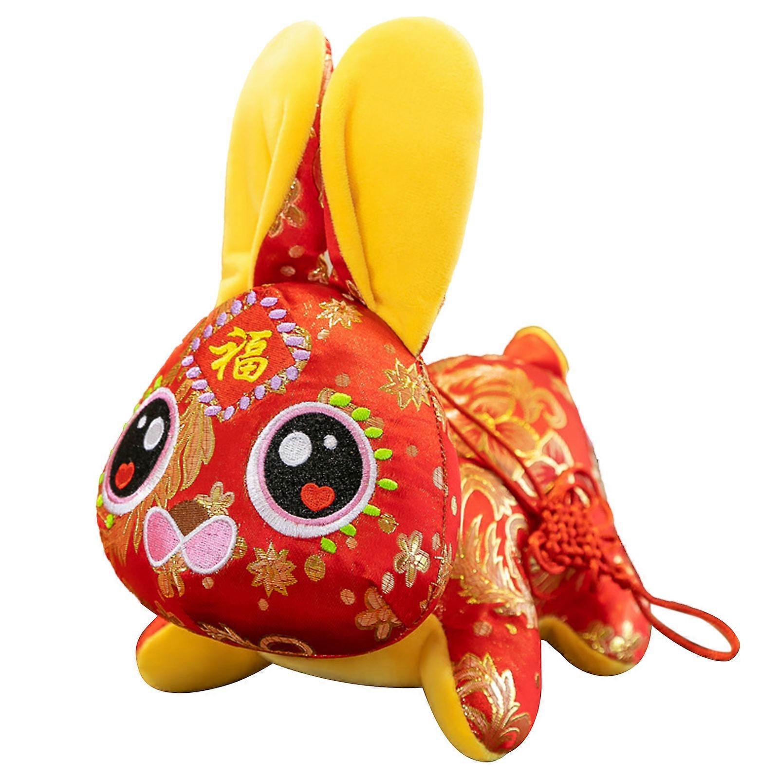 New Year Zodiac Plush Rabbit Toy 2023 Year of Rabbit Chinese Pendant New Year Gift for Guests Rabbit Mascot 16 cm