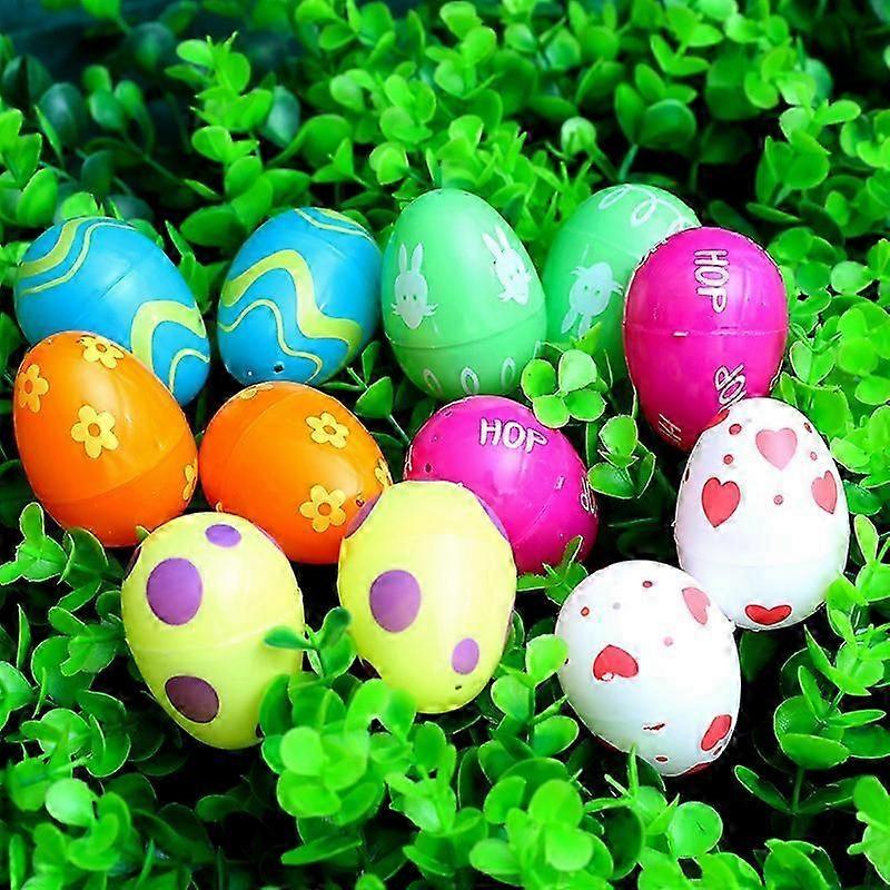12pcs Plastic Easter Eggs Bright Color Easter Egg