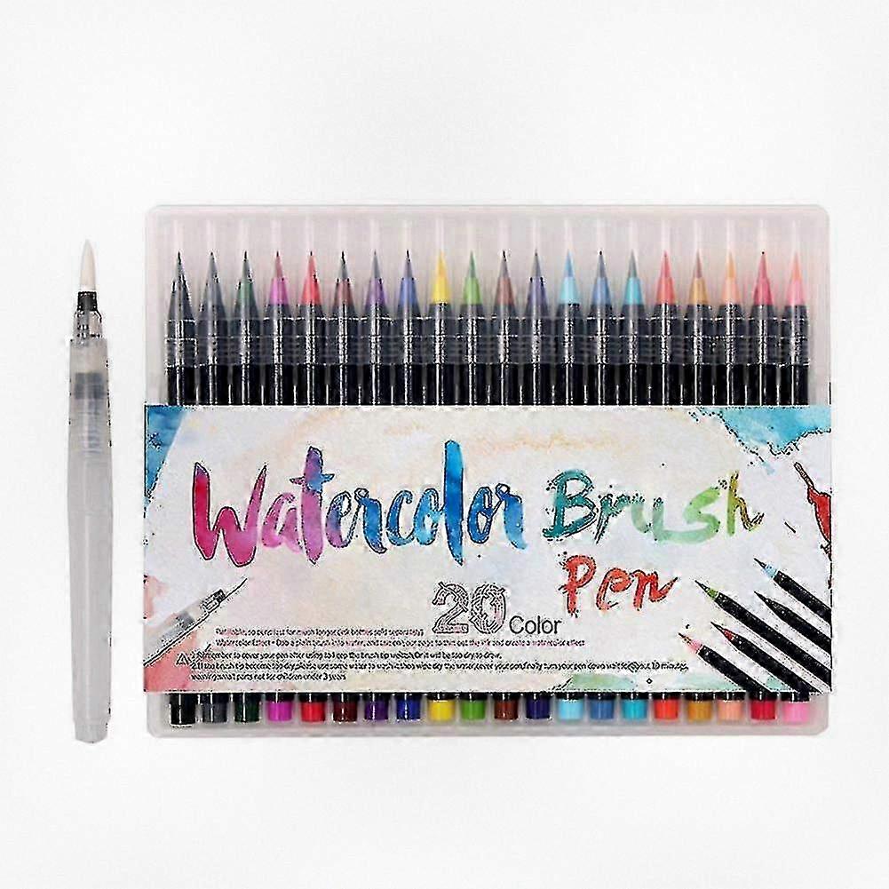 Refillable Watercolor Premium Painting Soft Tip Markers Pen Brush Set - 20 Color Options Suitable for Various Artistic Projects