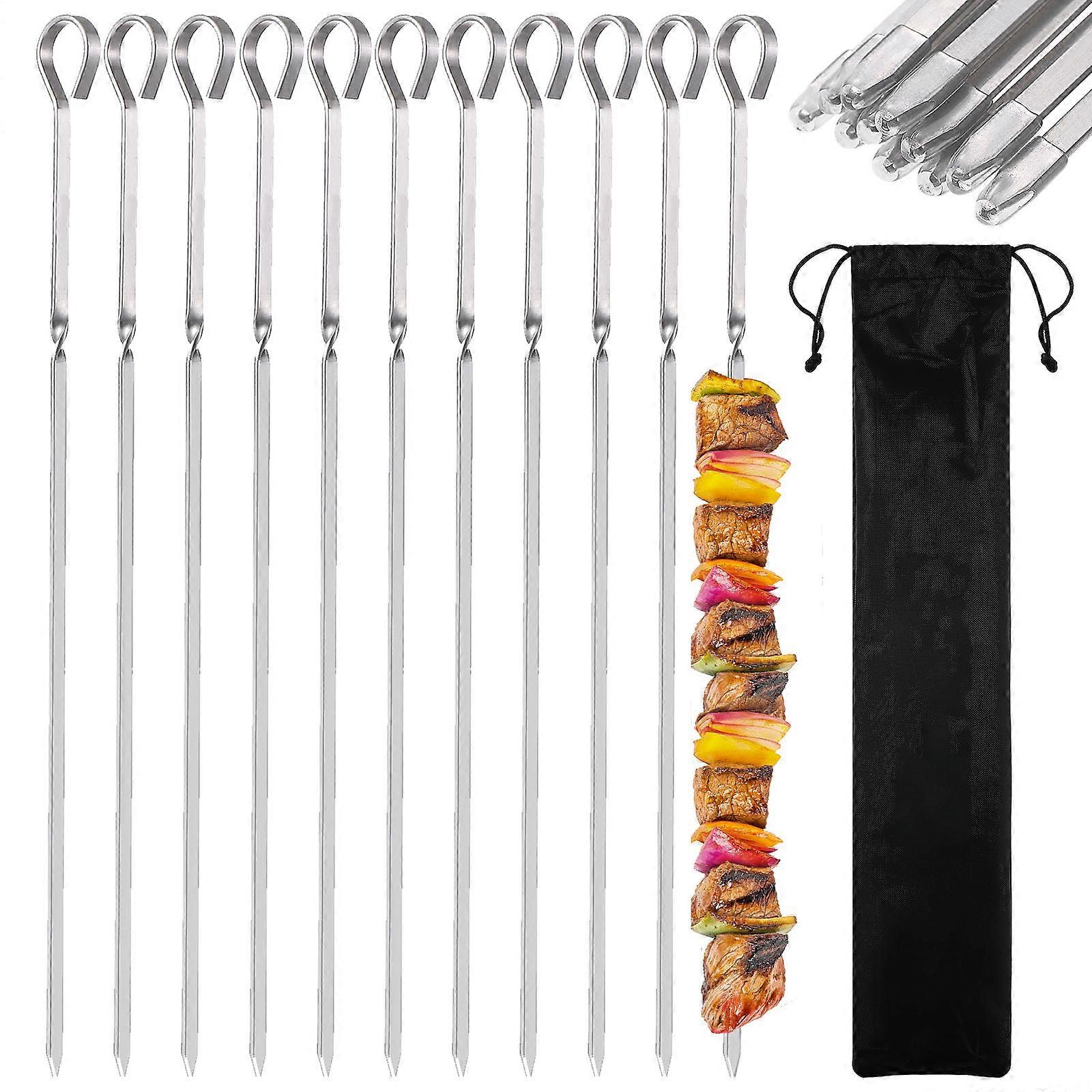 Durable Grilling Skewers with Stainless Steel Construction and Protective Caps