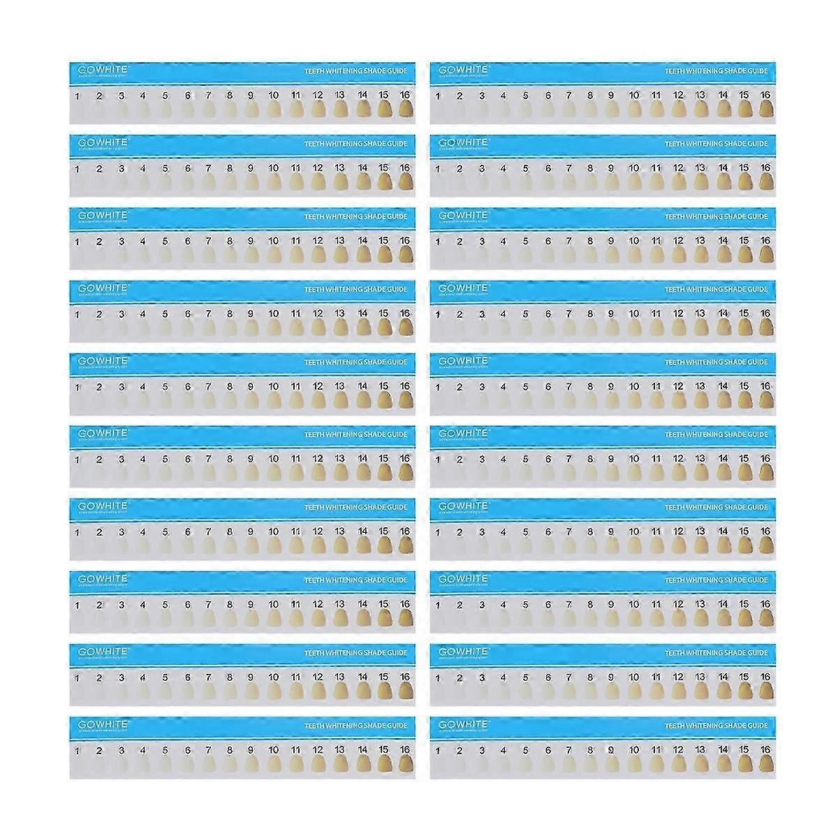 20PCS Tooth Whitening Shade Guide Professional Teeth Color Comparing Guide Practical Teeth Color Col