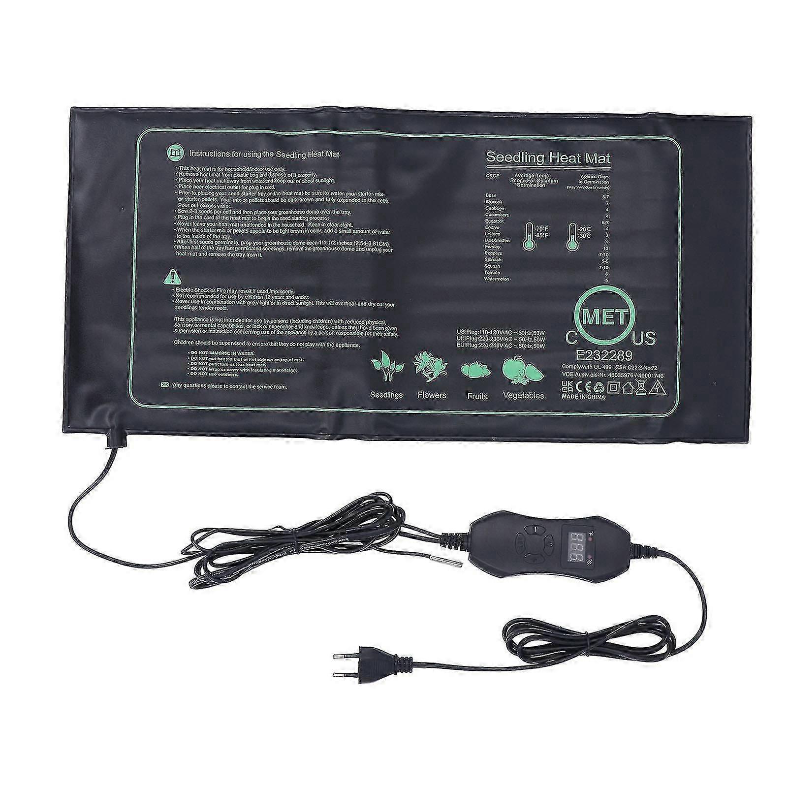Seedling Heat Mat with Digital Thermostat - Waterproof 220V Heating Pad for Germination