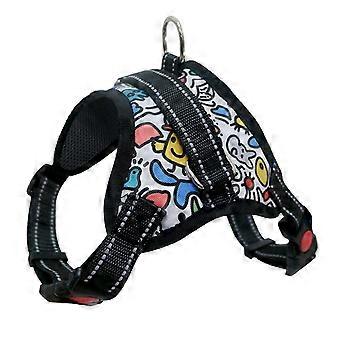 2025 Dog Harness Adjustable Reflective Safe Breathable Pet Walking Vest with Handle for Outdoor Activities Colorful Doodle, Saddle Style M