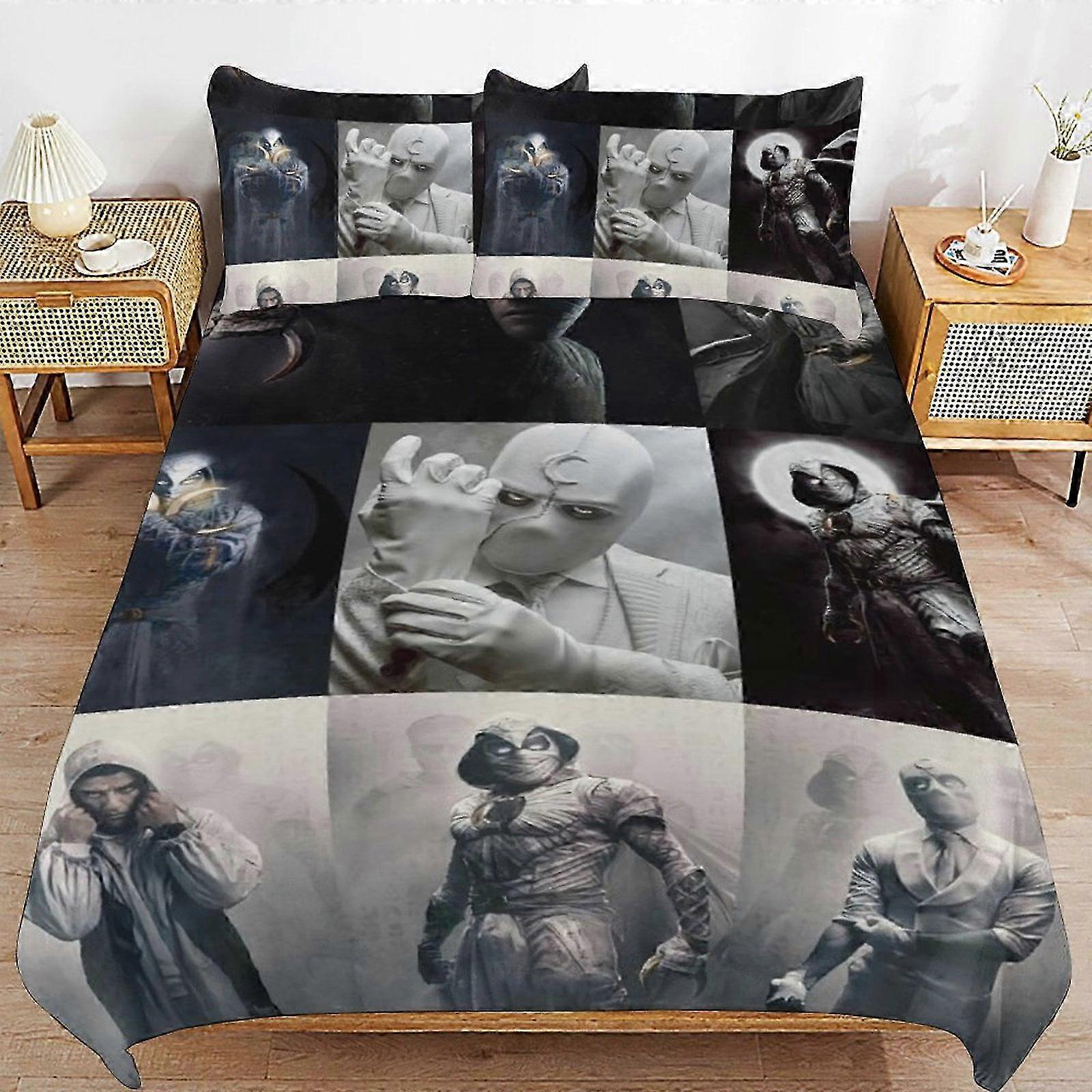 Conjunto de capa de edredom ultra macia e amigável à pele para meninos e meninas, conjunto de capa de edredom de 3 peças, perfeito para crianças com tema Cavaleiro da Lua