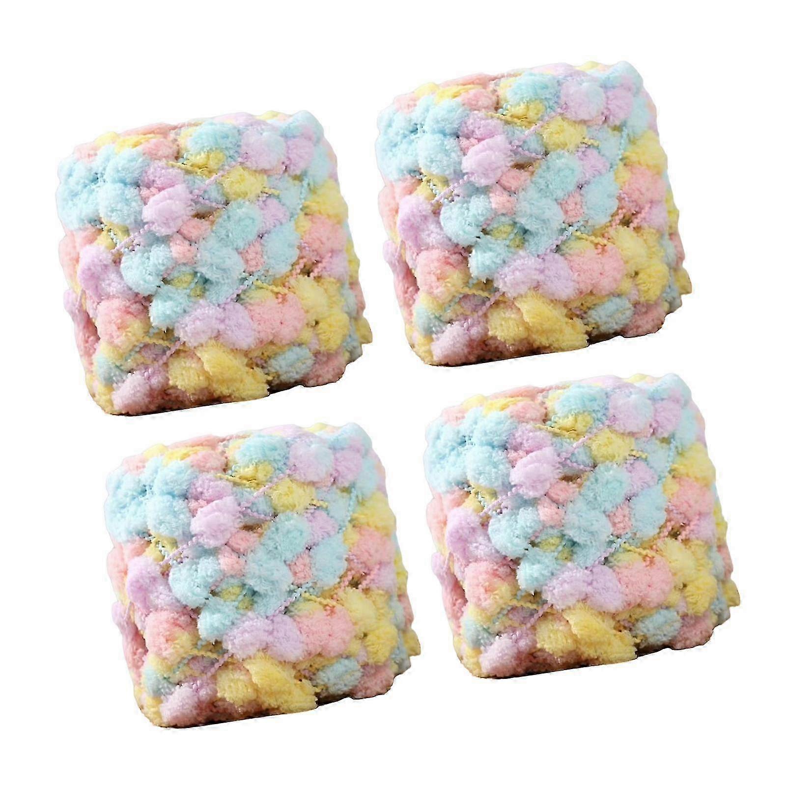 4 Balls Cozy Crochet Pompom Chunky Yarn for DIY Multicolor Scarf and Cushion Projects