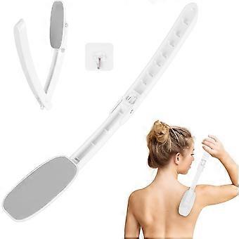 Back Cream Applicator, Foldable Back Body Lotion Applicator Body Brush Long Handle Bath Brush Shower Brush,Grey