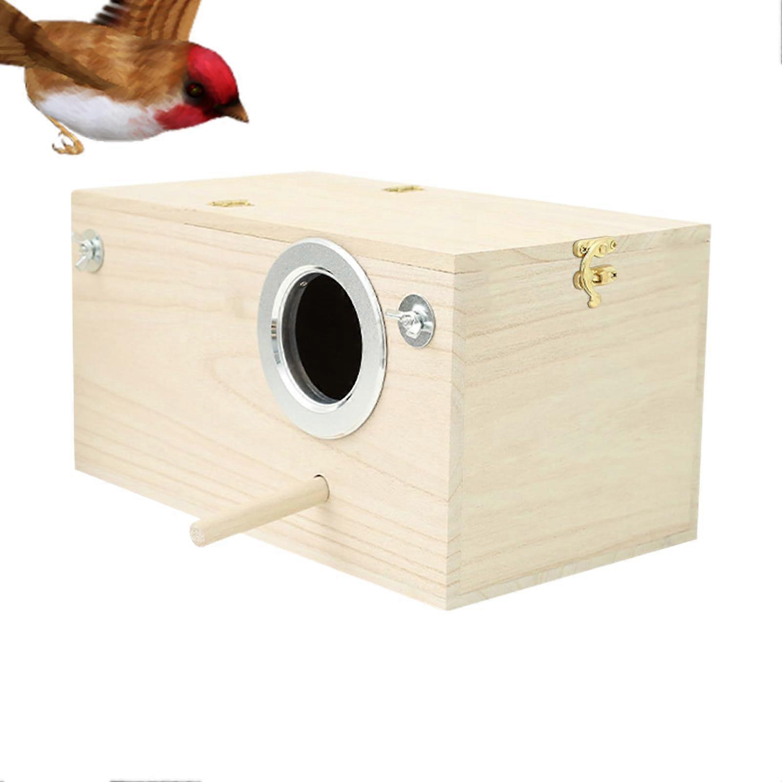 Nymphensittich Nistkasten - Wooden Bird House With Nesting Box For Parrots And Small Birds, Garden Use, Natural Environment