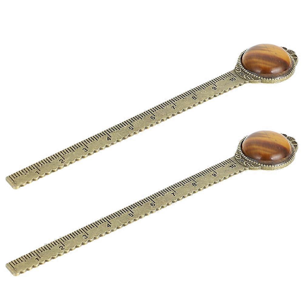 Decorative Ruler Bookmarks Metal Page Locator Reading Aid Multi Color 13X2.5X1CM 2Pcs