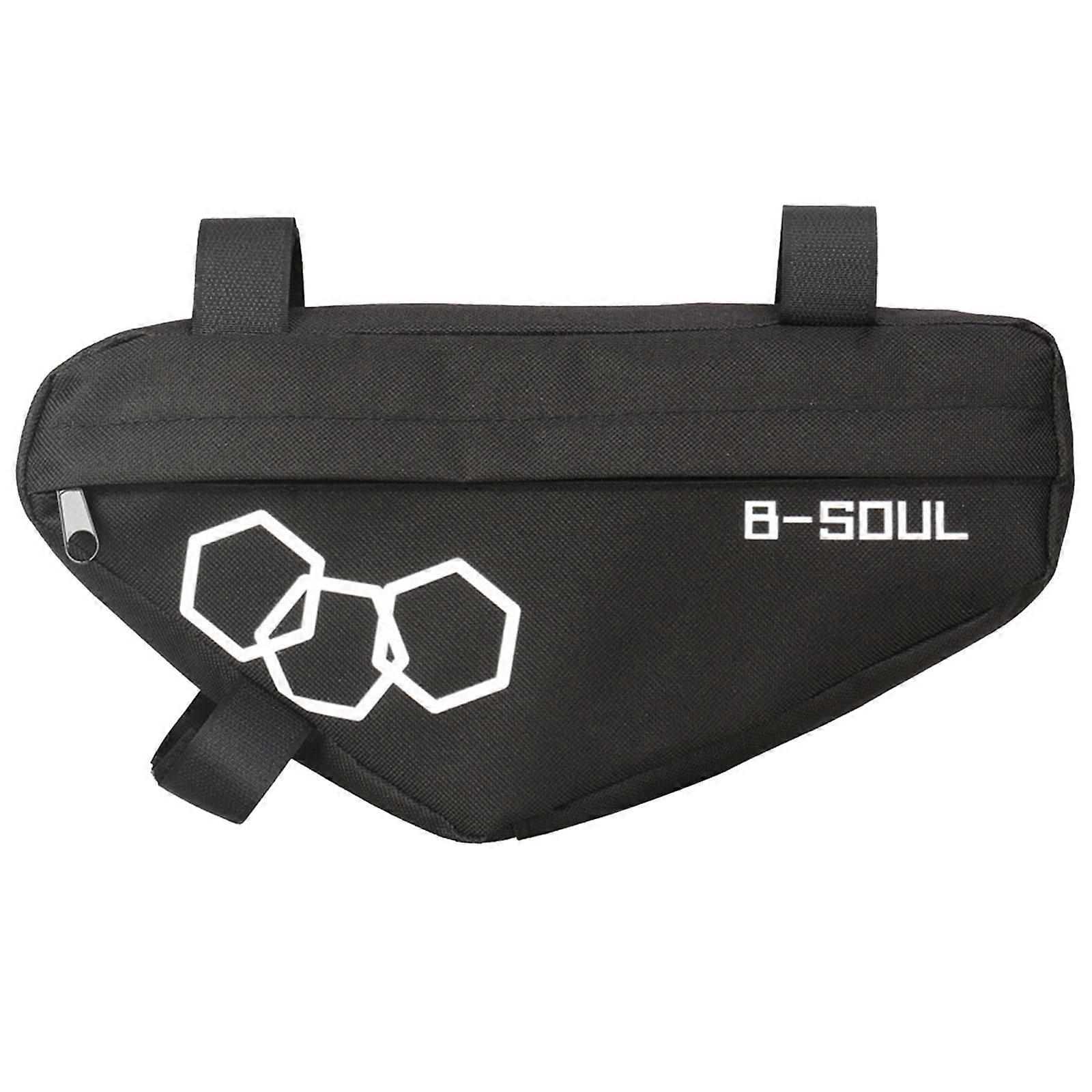 Mountain bike frame front tube bag, triangular bicycle saddle bag, practical bicycle storage bag, bicycle part black