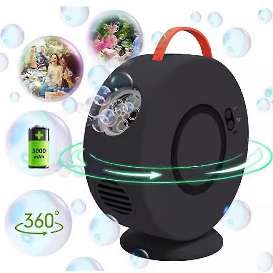 Children's Automatic Bubble Blower, Rechargeable, Portable Bubble Machine, 360 Rotation, Suitable for Outdoor Parties (White)